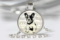 Ожерелье с кулоном Французский бульдог щенок (серебро)